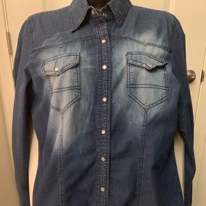 Charlotte Russe Faded Denim Jacket ~ Size L